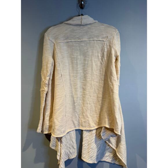 Free People Cream Textured Draped Open Front Cardigan XS - Picture 2 of 5